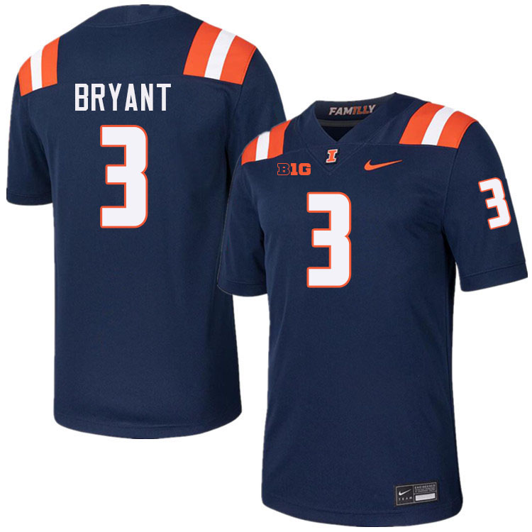 Men #3 Alec Bryant Illinois Fighting Illini College Football Jerseys Stitched-Navy